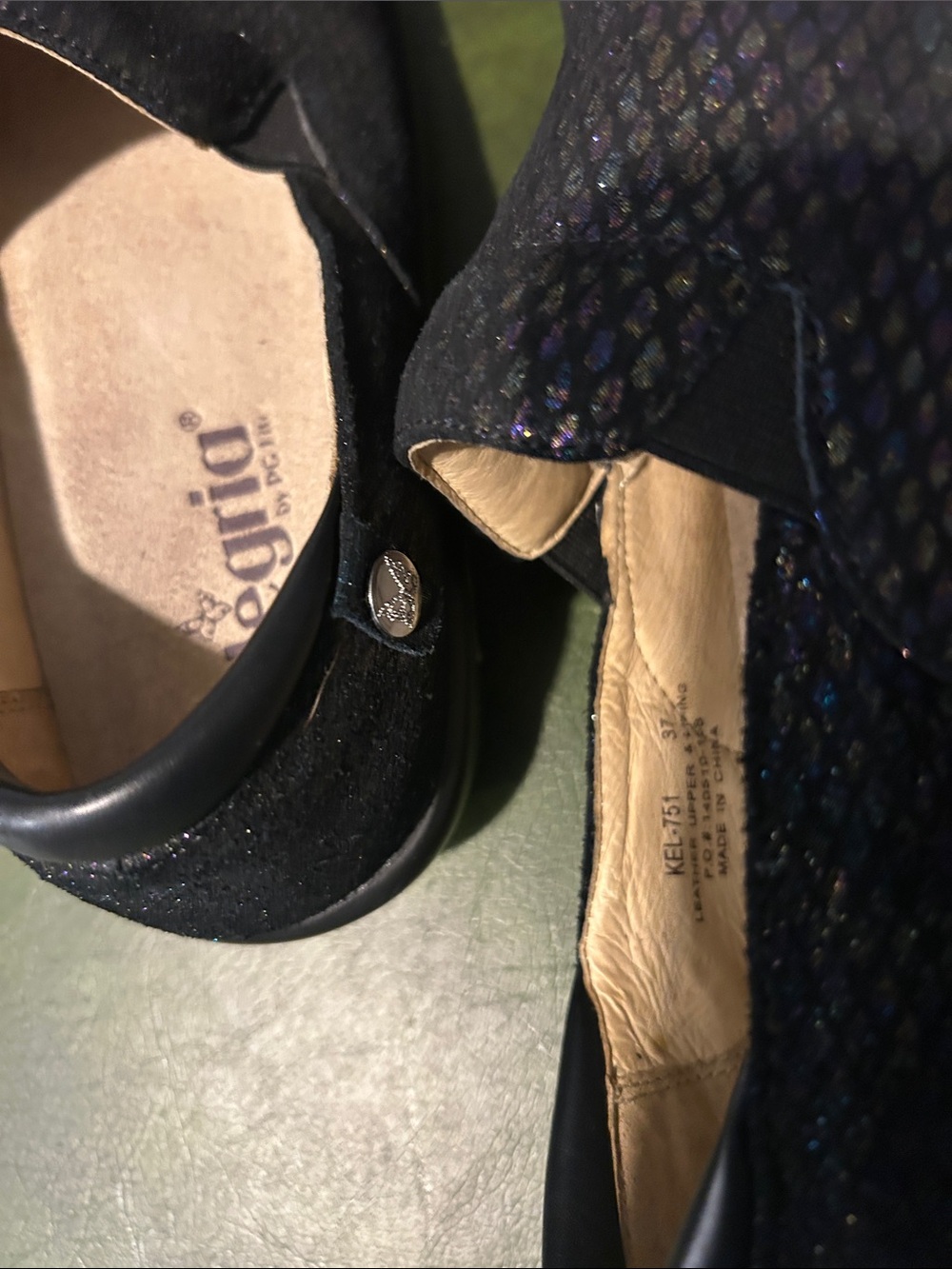 Alegria Black Iridescent Slip-On Comfort Shoes - Picture 9 of 9
